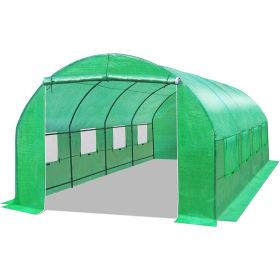 Outdoor Greenhouse 10 x 20 x 7 Ft with Heavy Duty Frame and Green PE Cover