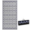 Reversible Outdoor Rug, Waterproof Plastic Straw with Carry Bag, 9' x 18', Blue & White Lantern