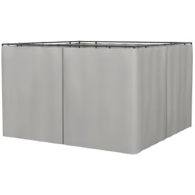 9.84' x 9.84' Universal Gazebo Sidewall Set with 4 Panel 40 Hook/C-Ring Included for Pergolas & Cabanas Light Gray