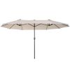 15ft Double-Sided Patio Umbrella Outdoor Market Extra Large Cream White with Crank for Deck Lawn Backyard Pool