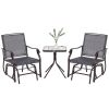 3 Pcs Outdoor Glider Swing, with Coffee Table Bistro Set, Breathable Mesh Fabric, Supports Up to 352 lbs., for Garden, Gray