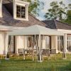 Outdoor 10 x 10 Canopy Pop-Up Tent with Sidewalls Instant Setup 4 Mesh Walls for Party Events Beige