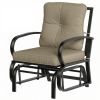 Patio Glider, Outdoor Glider Chair with Cushions, Steel Frame, Curved Armrests, Beige