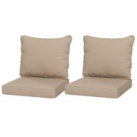4 Patio Chair Cushions with Seat & Backrest, Fade Resistant Seat Replacement Cushion Set, Beige