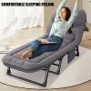 1-pack American style patio folding bed, outdoor patio furniture, comfortable ergonomic single recliner, patio chaise folding bed with mattress
