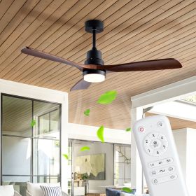 52" Wooden Ceiling Fans with Lighted Remote Control, Indoor Outdoor Wooden Ceiling Fan, Outdoor Modern Ceiling Fan with 3 Fan Blades for Patio