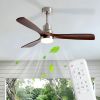52 Inch Brushed Nickel Ceiling Fans with Lights and Remote Control, Modern Ceiling Fan Light, 3 Blades, 6 Speed DC Motor