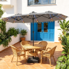 13 foot double-sided terrace umbrella with 108 LED lights and base, including outdoor sunshade and waterproof market umbrella