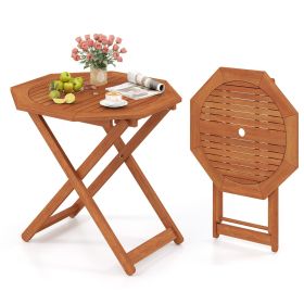 Octagon Folding Patio Table with 2 Inches Umbrella Hole