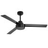 52" Outdoor Ceiling Fan Without Light, 3 ABS Blades Farmhouse Ceiling Fan with Remote Control 6-speed Reversible DC Motor Black for Living Room