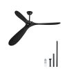 72 Inch Ceiling Fan without Light, 6-Speed Remote Control, 3-Wood-Blade, Reversible DC Motor, Modern Low Profile Flush Mount Exterior Fan for Bedroom