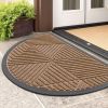 Half Circle Front Door Mat Outside Entrance, Heavy Duty Sturdy Natural Rubber Doormat, Trap Dirt and Moisture