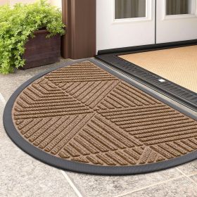 Half Circle Front Door Mat Outside Entrance, Heavy Duty Sturdy Natural Rubber Doormat, Trap Dirt and Moisture