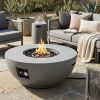 36" Propane Gas Fire Pit Table 2-Pieces, 50000 BTU Round Steel Fire Pit with Tank Holder for Outside Patio Deck Garden Backyard- Grey