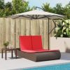 Double Sun Lounger with Cushions Brown Poly Rattan