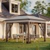 12' x 12' Pop Up Canopy Tent with Netting and Carry Bag, Instant Sun Shelter with 137 sq.ft Shade, Beige and Brown