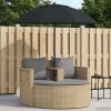 Garden Sofa with Cushion 8 pcs Beige and Light Grey Poly Rattan
