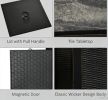 30 Inch Outdoor Gas Fire Pit Table Wicker-Effect Auto-Ignition 50,000 BTU Ceramic Top with Lid Lava Rocks Rain Cover