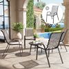 Set of 4 Outdoor Dining Chairs, Stackable Patio Chairs with High Back, Breathable Mesh Seat for Garden Lawn, Mixed Gray