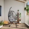 Hanging Egg Chair Anthracite and Black Steel, Polypropylene Large