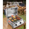 Tabletop Gas Grill, 2-Burner Stainless Steel Portable Propane Grill, with Built-in Thermometer, Travel Locks, Weatherproof Lid, 15,000 BTU Total