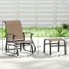 Outdoor Glider with Ottoman, Patio Glider Chair Set with High Back, Wide Seat for Porch, Garden, Backyard, Tan