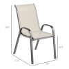 Set of 4 Outdoor Dining Chairs, Stackable Patio Chairs with High Back, Breathable Mesh Seat for Garden Lawn, Beige