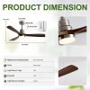 52 Inch Brushed Nickel Ceiling Fans with Lights and Remote Control, Modern Ceiling Fan Light, 3 Blades, 6 Speed DC Motor