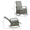 Outdoor Lounge Rocking Chair Glider, Patio Rattan Recliner Chair with Cushion, Adjustable Footrest, Max. 135 Degree Backrest, Gray