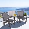 3 Pcs Outdoor Glider Swing, with Coffee Table Bistro Set, Breathable Mesh Fabric, Supports Up to 352 lbs., for Garden, Gray