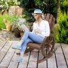 Adirondack Rocking Chair, Outdoor Rocker All-Weather Patio Seat with Slatted Design & Oversize Back for Porch, Poolside & Garden, Brown