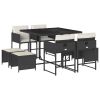 Garden Dining Set Black, cream white
