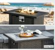 30 Inch Outdoor Gas Fire Pit Table Wicker-Effect Auto-Ignition 50,000 BTU Ceramic Top with Lid Lava Rocks Rain Cover
