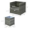 Patio Bistro Set Outdoor PE Rattan Wicker Furniture with Washable Cushion Coffee Table Conversation Sofa Set Black Black