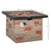 Propane Fire Pit Oasis: 32" Square Table with Cover & Lava Rocks for Patio
