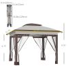 12' x 12' Pop Up Canopy Tent with Netting and Carry Bag, Instant Sun Shelter with 137 sq.ft Shade, Beige and Brown