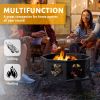 Same Code0784960335" Octagonal Sheet Assembled Fire Pit, Black Heavy Duty Wrought Iron Wood Fire Pit with Foot Rest Pedals