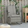 Outdoor Lounge Rocking Chair Glider, Patio Rattan Recliner Chair with Cushion, Adjustable Footrest, Max. 135 Degree Backrest, Gray