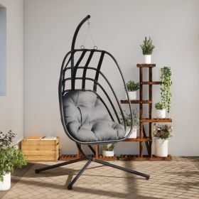 Hanging Egg Chair Anthracite and Black Steel, Polypropylene Large