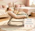 Oversized Outdoor Indoor Papasan Rocking Chair Cream White Egg Chair with Cushion for Garden Patio