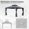 13x15FT Outdoor Gazebo, Hardtop Gazebo with Galvanized Steel Double Roof, Metal Gazebos with Drainage System Patio Pergola for Patio Deck Backyard