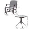 3 Pcs Outdoor Glider Swing, with Coffee Table Bistro Set, Breathable Mesh Fabric, Supports Up to 352 lbs., for Garden, Gray