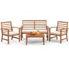 4 Pieces Outdoor Furniture Set with Stable Acacia Wood Frame
