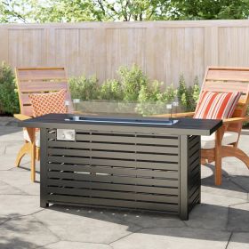 24" Steel Propane Fire Pit Table with Cover (Color: as Pic)