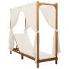 Single Sun Lounger with Canopy and Curtains Solid Acacia Wood