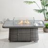 Direct Wicker Rectangular Propane Lift-Top Patio Fire Pit Table with Wind  Glass Wind Guard & Cover,Grey