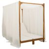 Double Sun Lounger with Canopy and Curtains Solid Acacia Wood