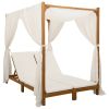 Double Sun Lounger with Canopy and Curtains Solid Acacia Wood
