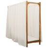 Single Sun Lounger with Canopy and Curtains Solid Acacia Wood