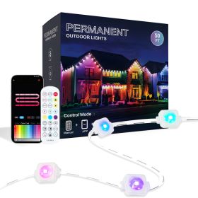 Outdoor Light,50ft With 30 LED Eaves Lights,Smart RGB Outdoor Lights With 75 Scene Modes,IP67 Waterproof,for Halloween Decorations,Christmas,Holi (Option: White)